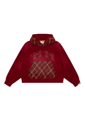 A BATHING APE® tartan appliqué hoodie - Red
