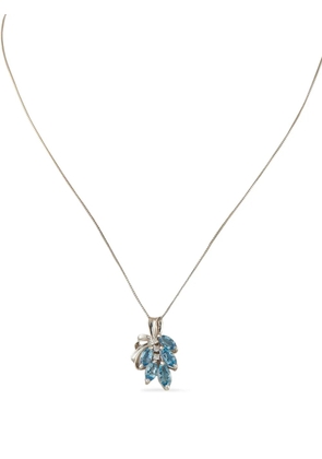 LB Exclusive platinum diamond and aquamarine necklace - Silver