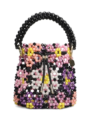 Bad at math Lai beaded-flower bucket bag - Black
