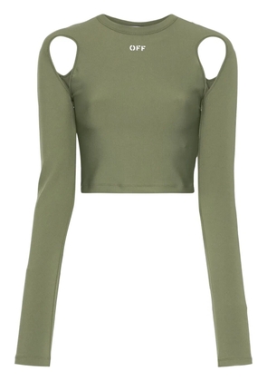 Off-White logo-print cropped top - Green