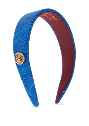 ETRO patterned logo-plaque headband - Blue