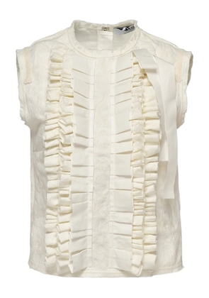 MSGM ruffled-front sleeveless blouse - White