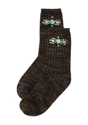 PINKO jewel-embellished ribbed socks - Grey