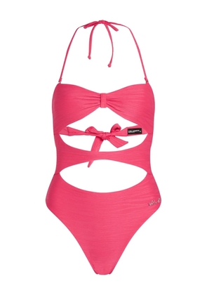 Karl Lagerfeld ribbed Rio swimsuit - Pink