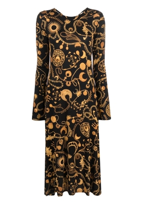Marine Serre Ornament Jewellery-print midi dress - Black