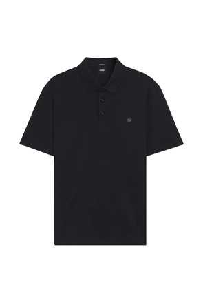 BOSS logo-patch polo shirt - Black