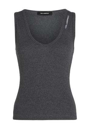 Karl Lagerfeld V-neck ribbed tank top - Grey