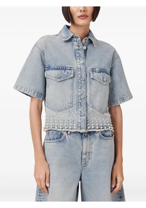 AllSaints pearl-embellished denim shirt - Blue