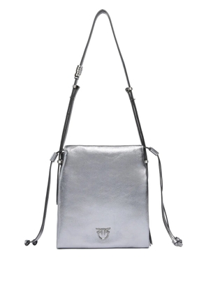 PINKO metallic-leather drawstring shoulder bag - Grey