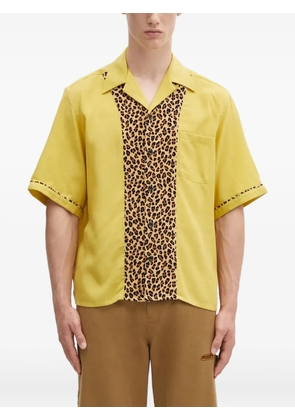 WACKO MARIA leopard-print panel shirt - Yellow