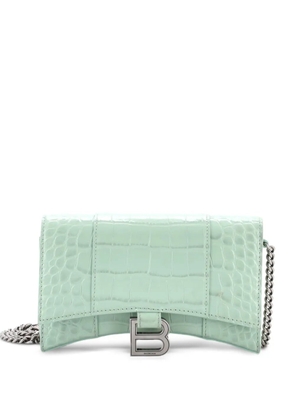 Balenciaga Pre-Owned Hourglass Chain Wallet Crocodile Embossed Leather clutch bag - Green