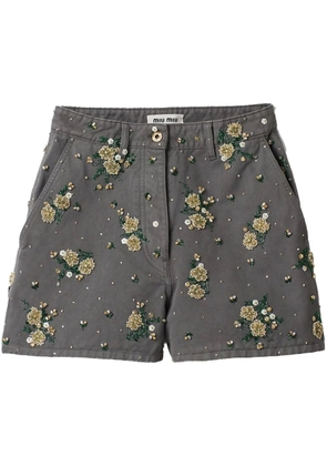 Miu Miu floral-embellished bermuda shorts - Grey