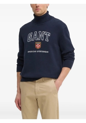 Gant logo-embellished turtleneck sweater - Blue