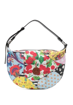 MOSCHINO JEANS patchwork-print cotton shoulder bag - White