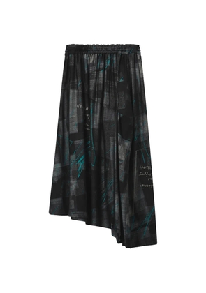 Y's newspaper-print skirt - Black