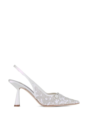Jimmy Choo Amita tulle faux-pearl slingback pumps - White