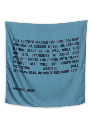 Martine Rose text-print silk scarf - Blue
