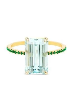 YI Collection 18K yellow gold Spring aquamarine and emerald ring
