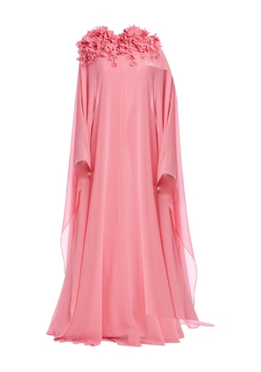 Badgley Mischka floral-embellished cape dress - Pink