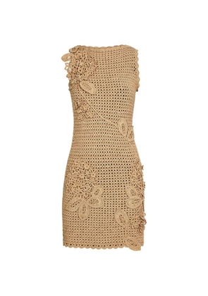 Oscar de la Renta flower-motif mini dress - Neutrals