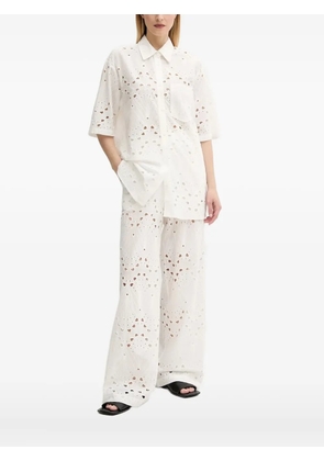 Gestuz eyelet-embroidered short-sleeve shirt - White