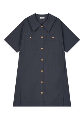 TOMBOY pleated pocket shirt mini dress - Blue