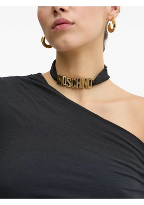Moschino lettering-detail scarf - Black