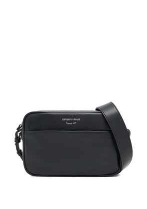 Emporio Armani logo-print leather shoulder bag - Black