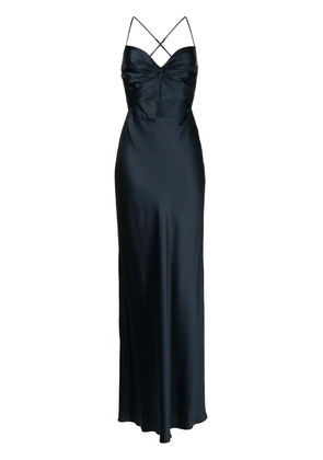 Michelle Mason twisted-bodice silk gown - Blue
