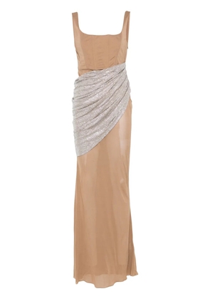 Giuseppe Di Morabito rhinestone-embellished gown - Brown