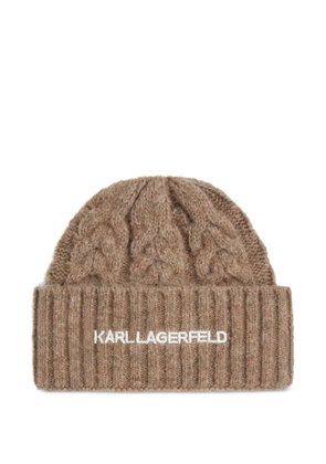 Karl Lagerfeld K/Essential cable knit beanie - Brown