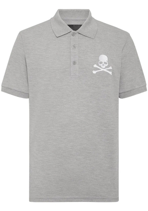 Philipp Plein skull-embroidered cotton polo shirt - Grey