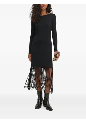 Pedro Del Hierro long-sleeve fringed dress - Black