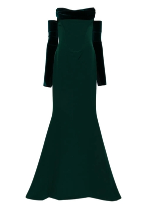 Rhea Costa Raven crepe gown - Green