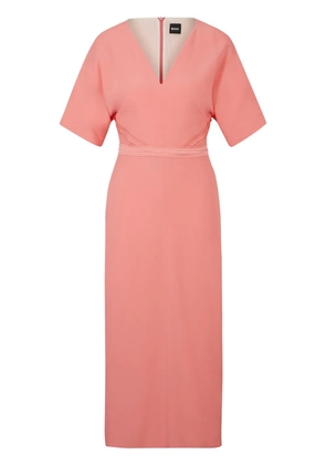 BOSS stitched V-neck midi dress - Pink