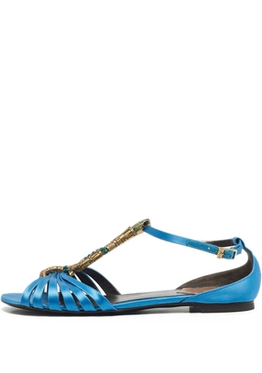 Roberto Cavalli snake logo t-strap sandals - Blue