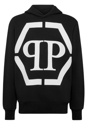 Philipp Plein logo-print cotton-blend hoodie - Black