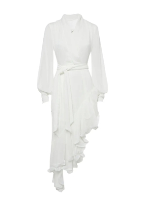 ELLIATT ruffled asymmetric-hem midi dress - White