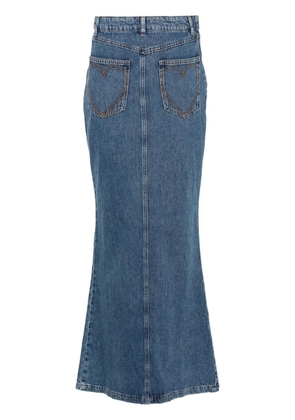 MOSCHINO JEANS logo-appliqué denim maxi skirt - Blue