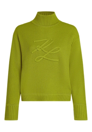 Karl Lagerfeld logo-embroidered ribbed knit sweater - Green