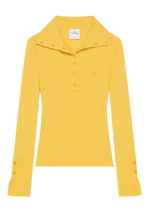 Courrèges ribbed-knit polo top - Yellow