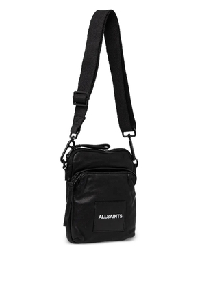 AllSaints Falcon logo-plaque leather messenger bag - Black