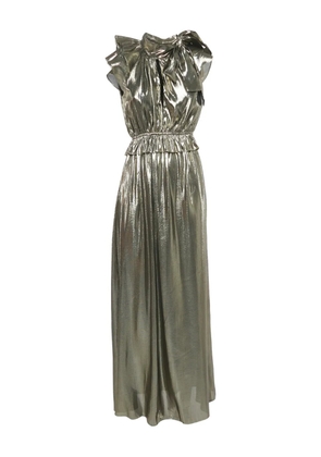 Monique Lhuillier ruffle neck-tie maxi dress - Gold