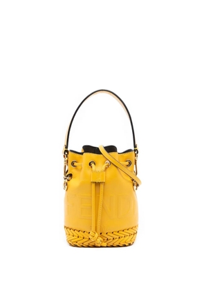 Fendi Pre-Owned 2010-2026 Mini Embossed Leather Whipstitch Mon Tresor Bucket Bag satchel - Yellow