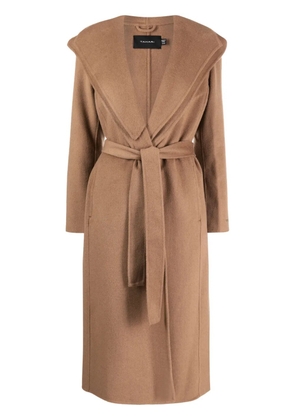 Tahari wrap-design belted maxi coat - Brown