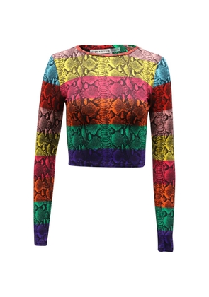alice + olivia rainbow snake stripe top - Red