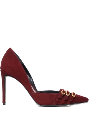 GINISSIMA 100mm Gina buckle suede pumps - Red