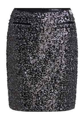 Karl Lagerfeld herringbone sequin skirt - Black