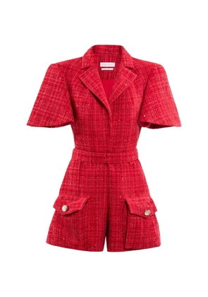 Saiid Kobeisy tweed belted jumpsuit - Red