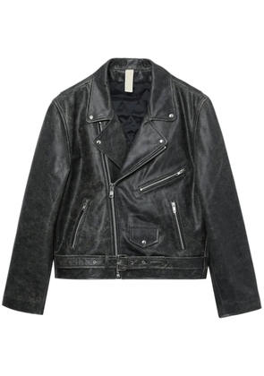 Sunflower faded leather biker jacket - Black